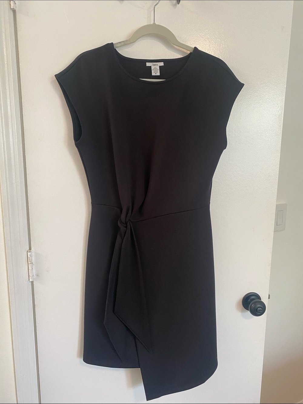 Bar III Black Knotted / Tie-Front Sheath Dress